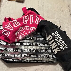 Victoria's Secret Pink and Black Bag Trio